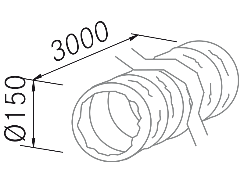 Campanas Extractoras de Cocina - Tubo flexible redondo 3 m. - Plano técnico
