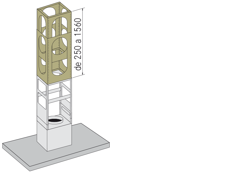 Campanas extractoras - Alargos de estructura metálica - Plano técnico