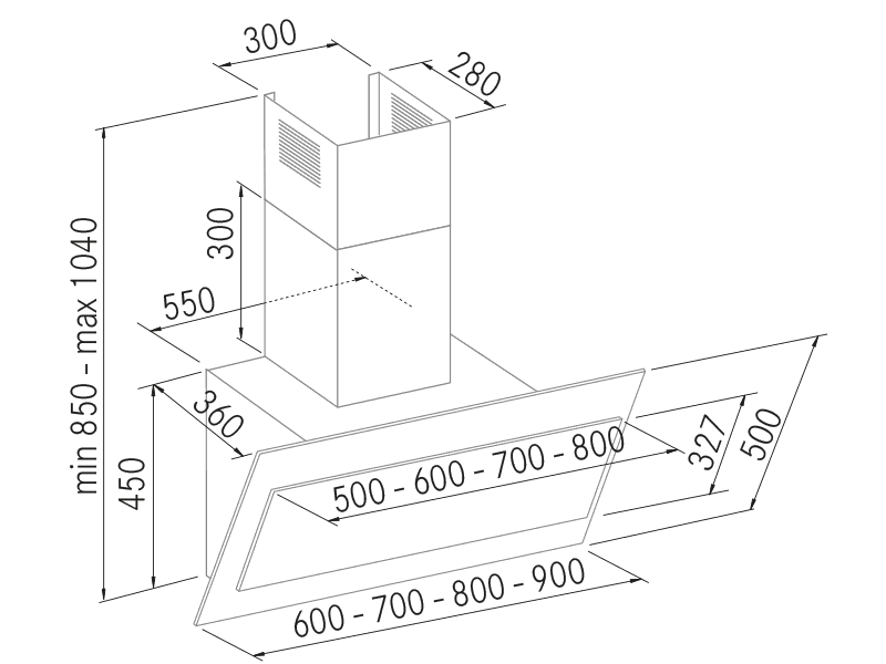 Campanas Extractoras de Cocina - Limit - Plano técnico