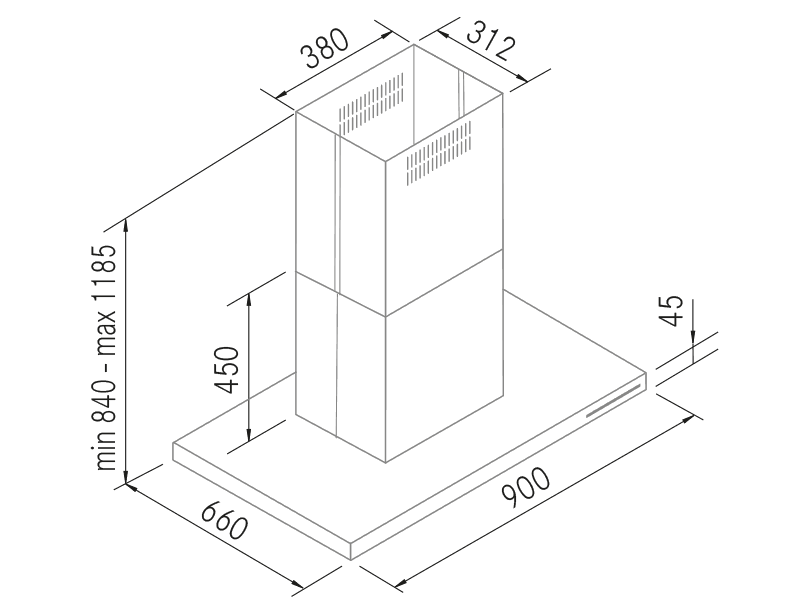 Campanas Extractoras de Cocina - White - Black - Plano técnico