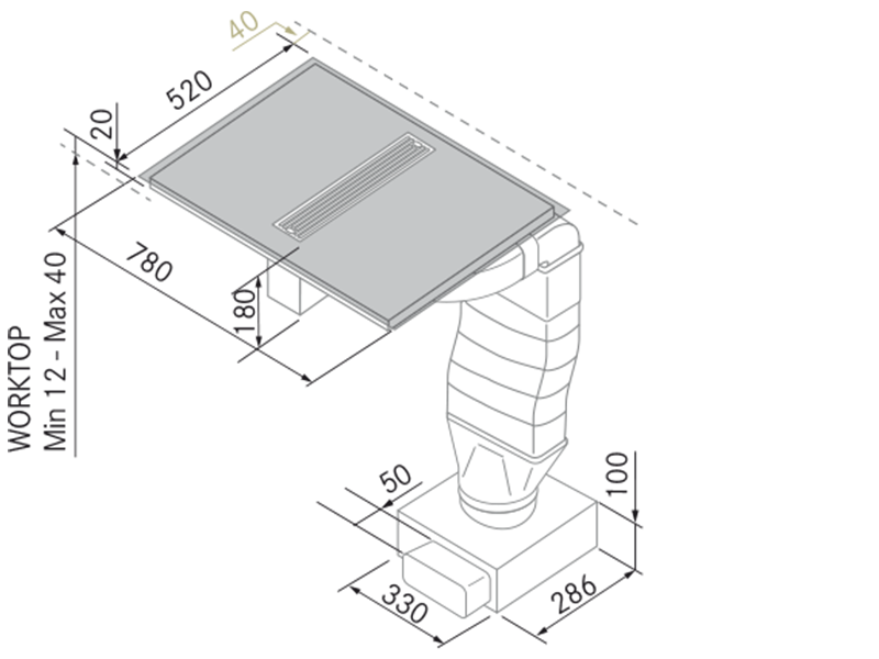 Placas de inducción de diseño - Flow 4 - Plano técnico