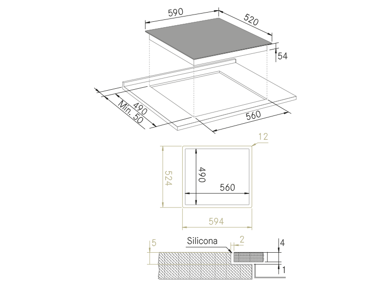 Placas de inducción de diseño - Vitro Basic 603 - Plano técnico
